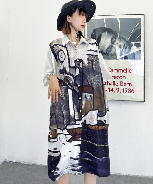 Abstract Cityscape Art Shirt Dress